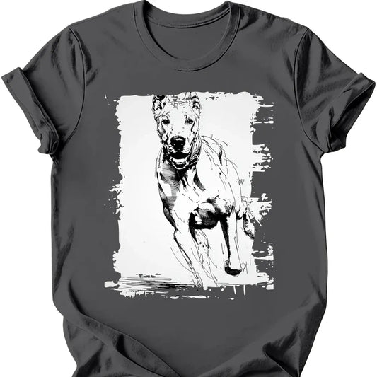 Great Dane running dog tee charcoal