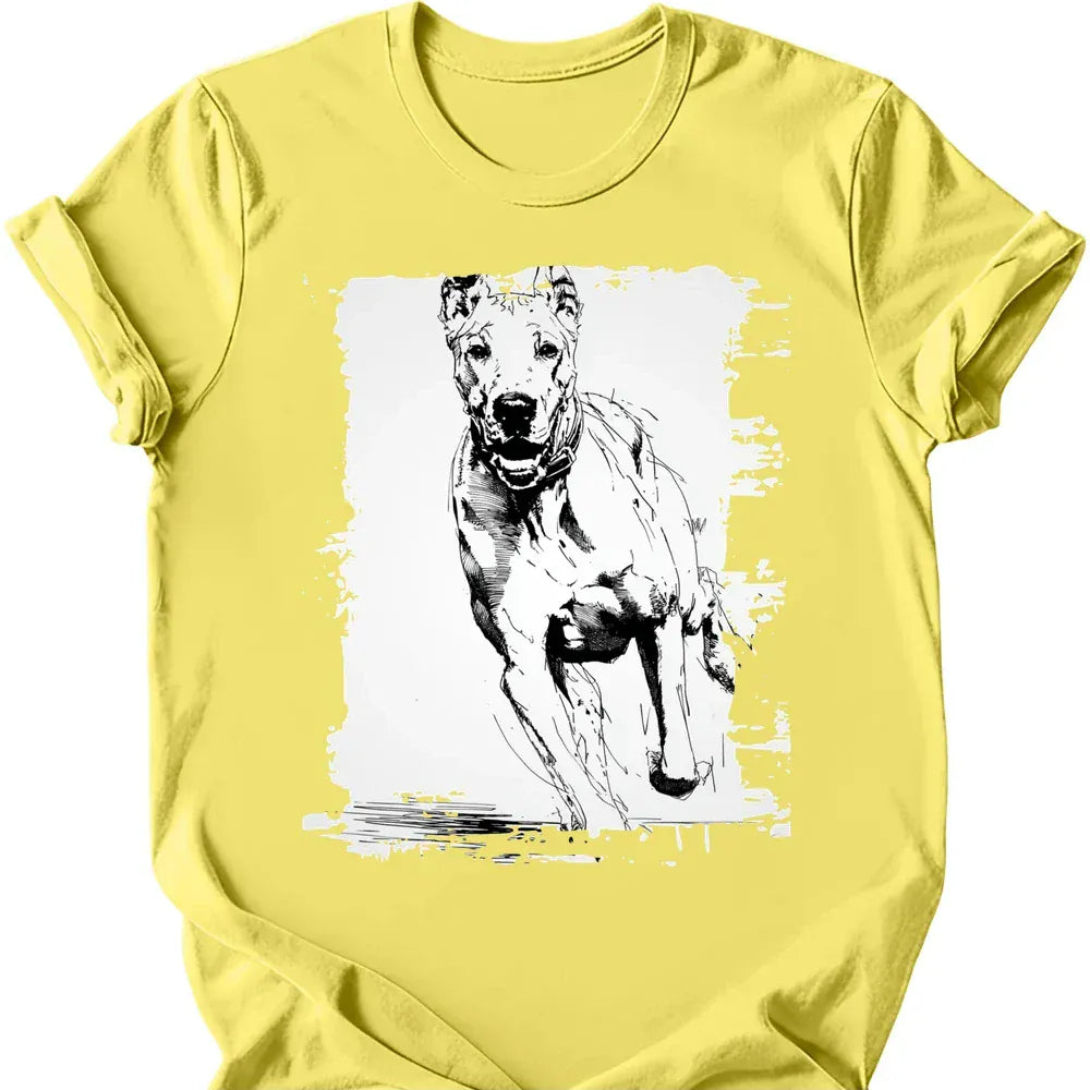 Great Dane running dog tee cornsilk
