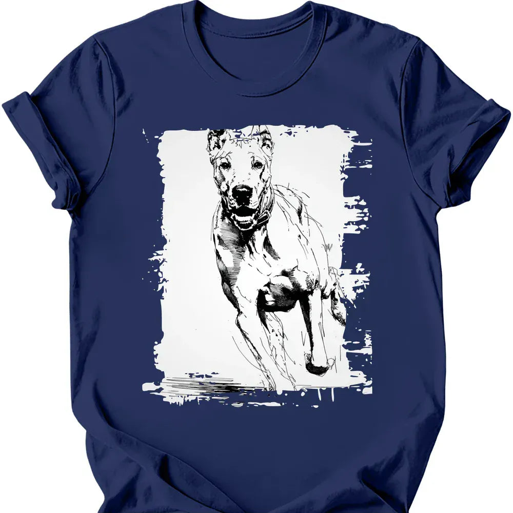 Great Dane running dog tee navy