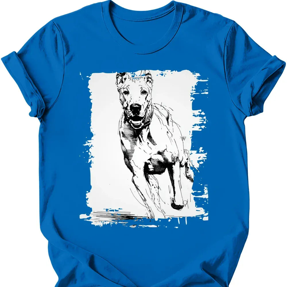 Great Dane running dog tee royal
