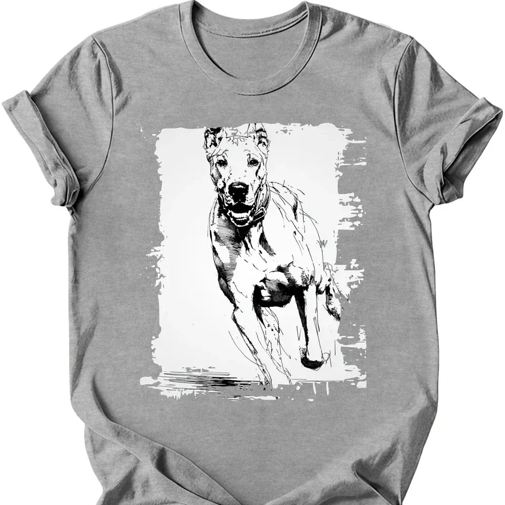 Great Dane running dog tee sport grey