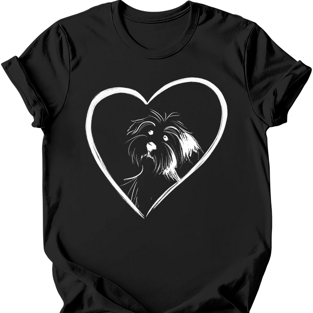 Havanese heart dog tee black