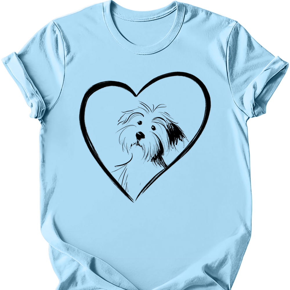 Havanese heart dog tee light blue