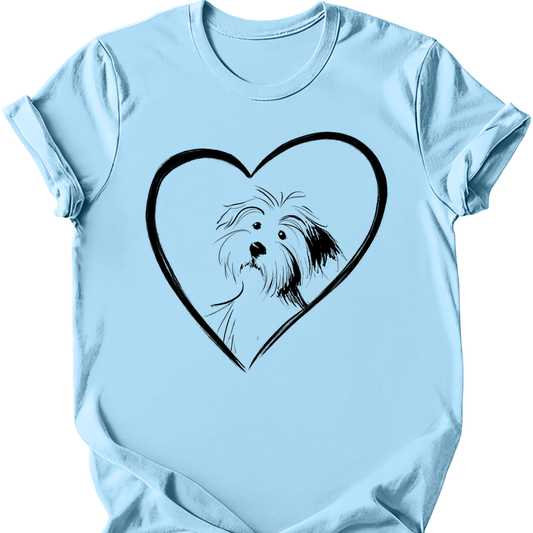 Havanese heart dog tee light blue