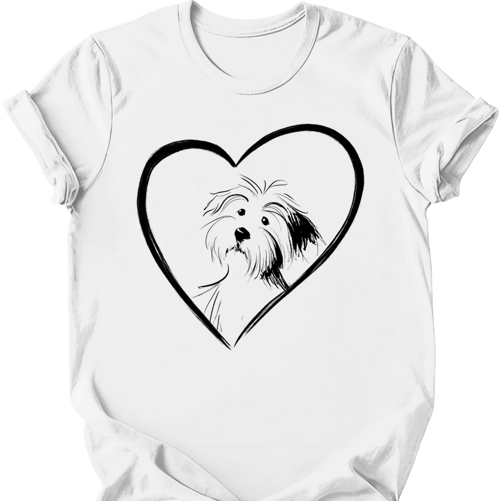 Havanese heart dog tee white