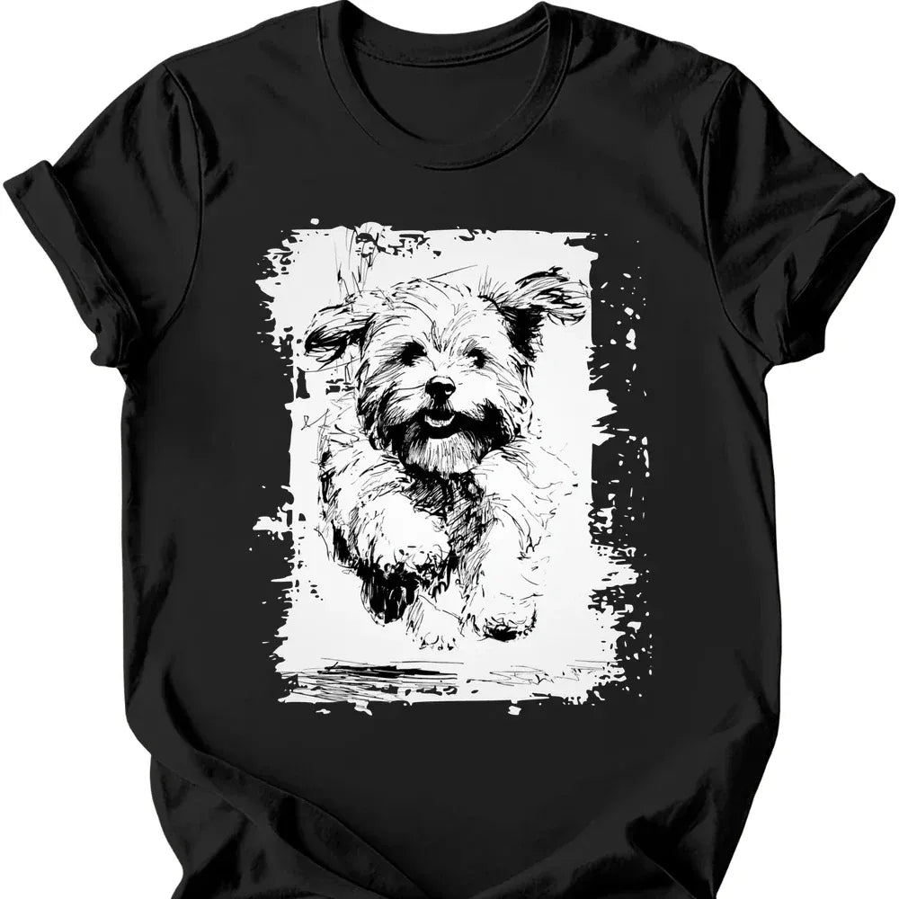 Havanese running dog tee black