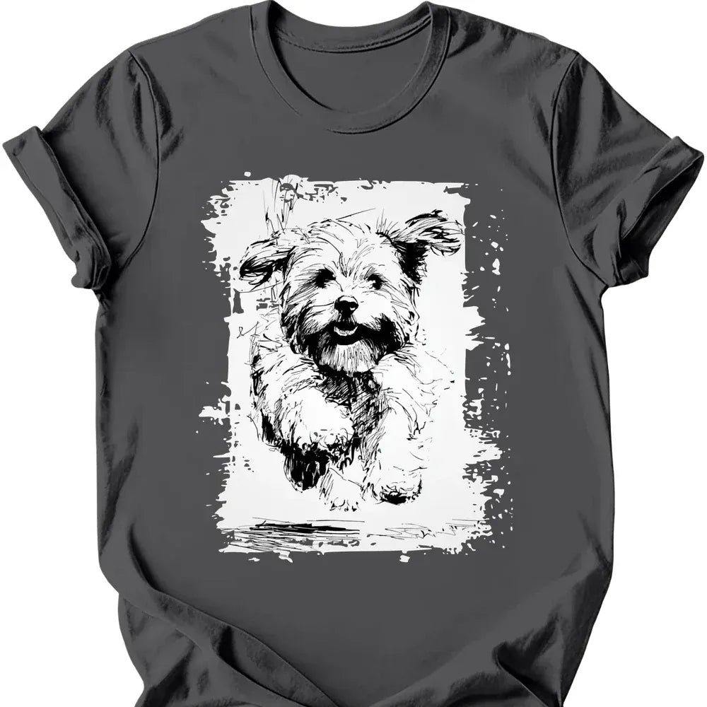 Havanese running dog tee charcoal