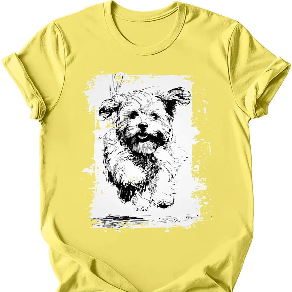 Havanese running dog tee cornsilk