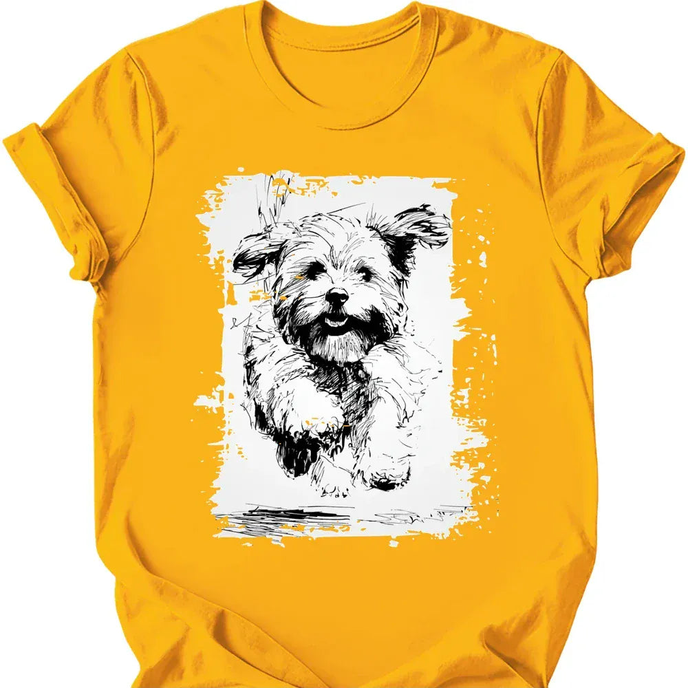 Havanese running dog tee gold