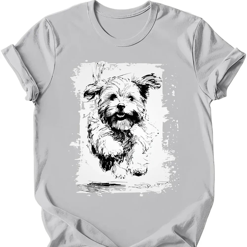 Havanese running dog tee ice grey