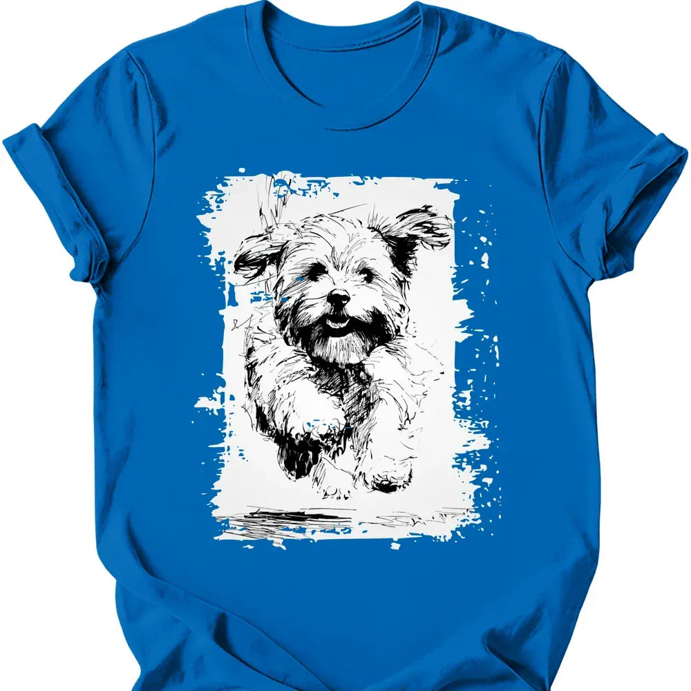 Havanese running dog tee royal