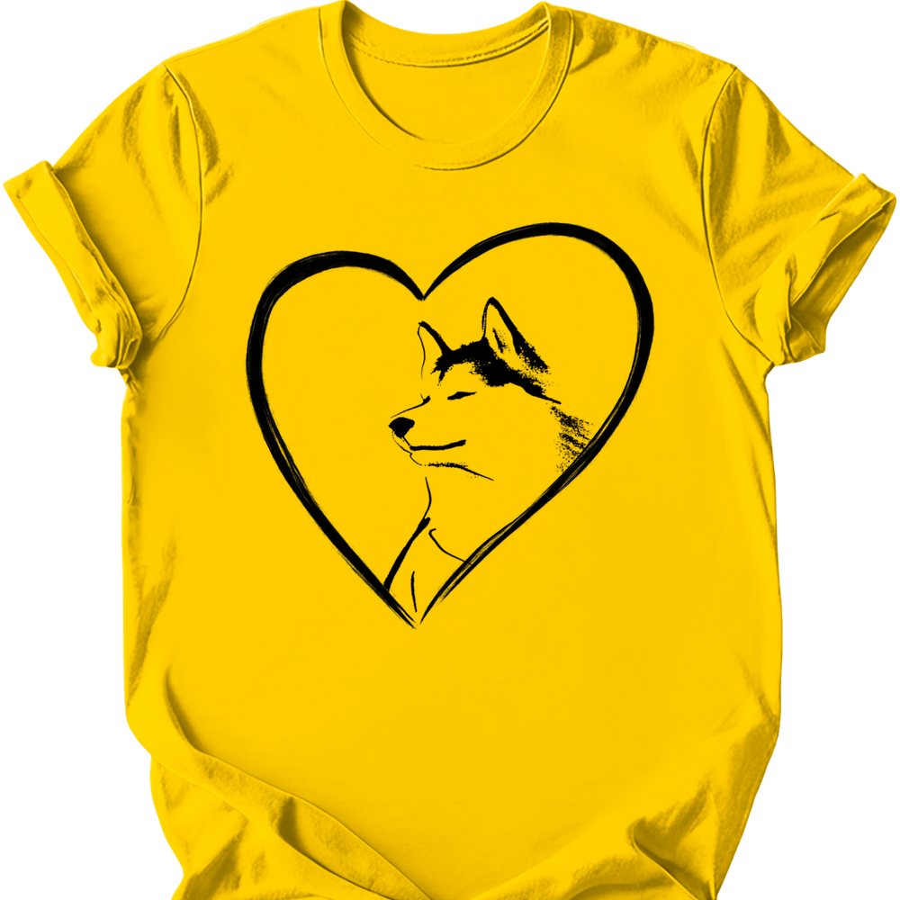 Husky heart dog tee daisy