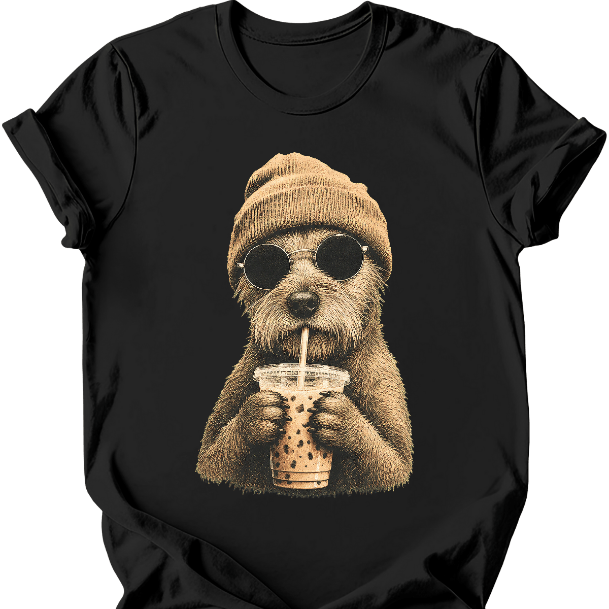 irish terrier hipster dog tee black