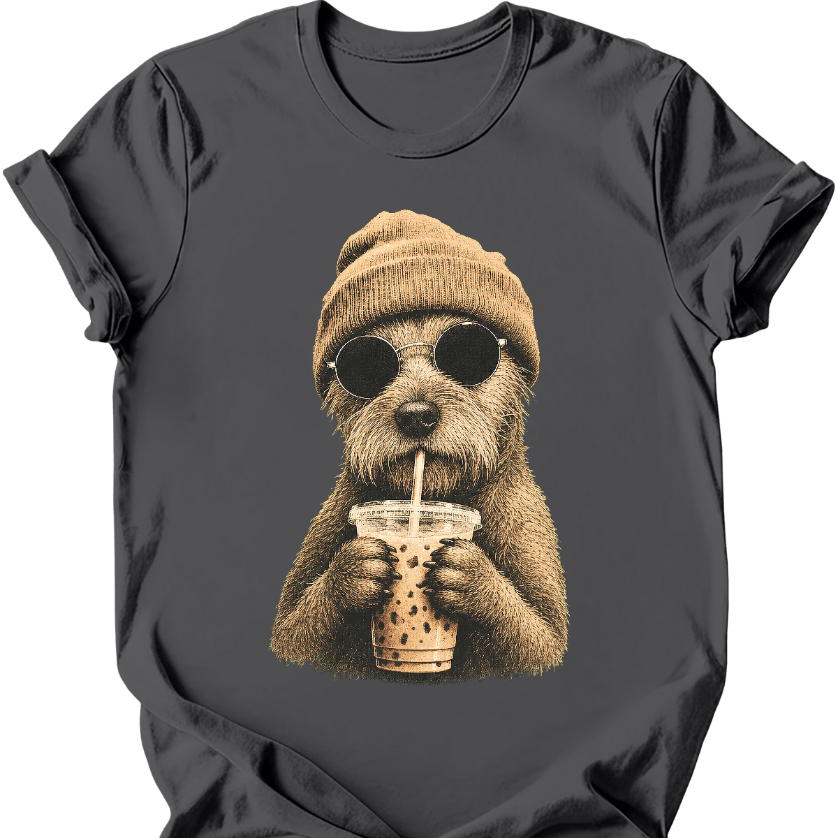 irish terrier hipster dog tee charcoal