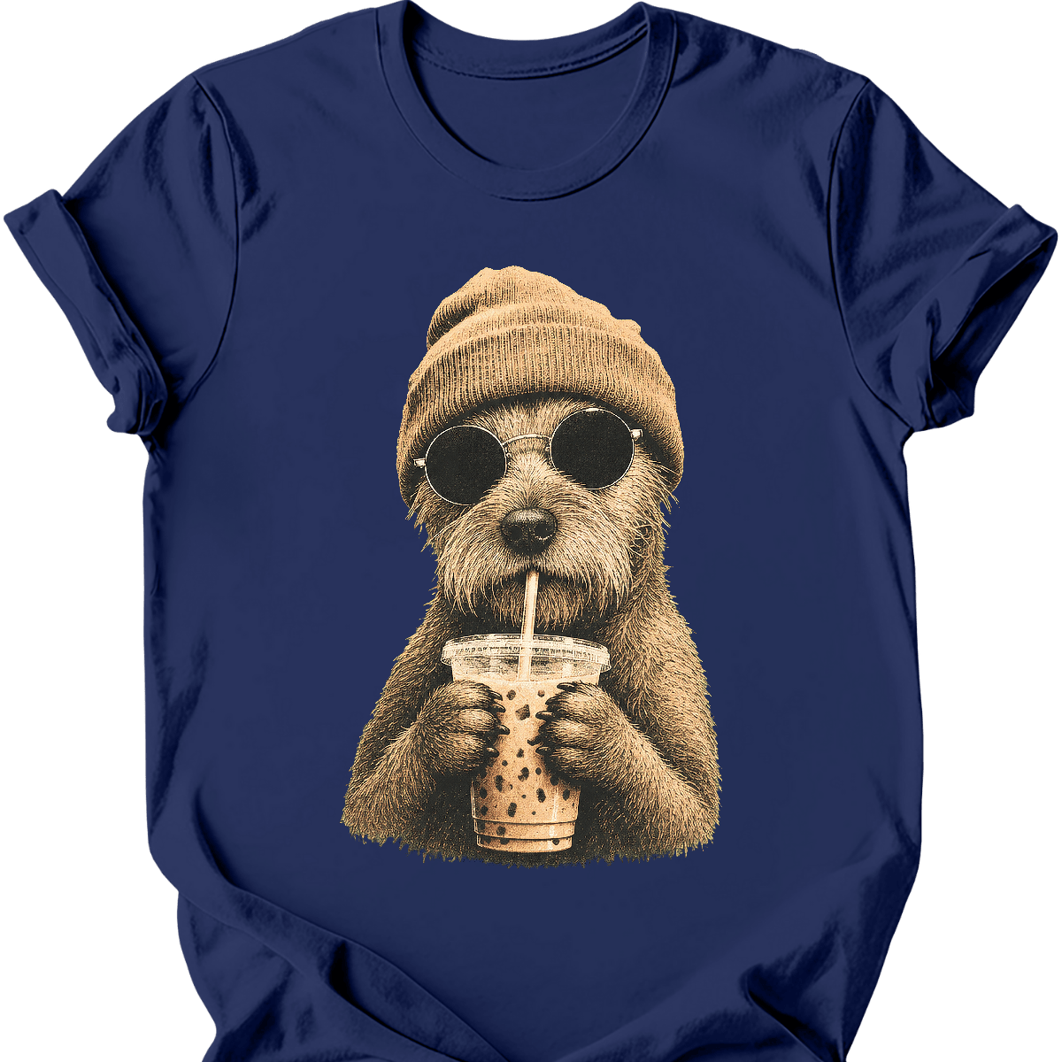 irish terrier hipster dog tee navy