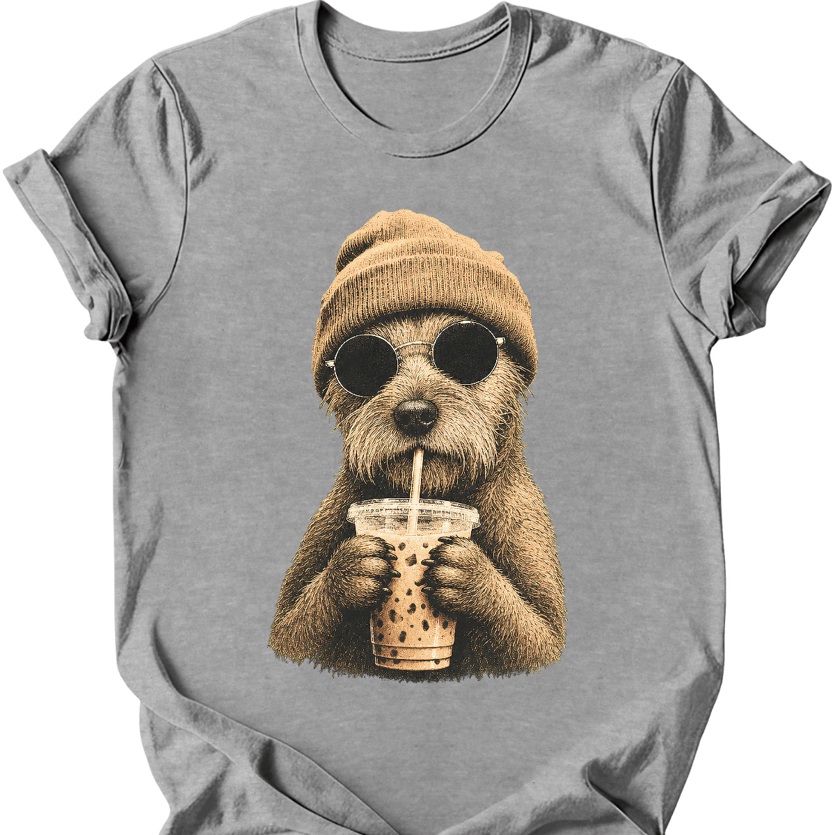 irish terrier hipster dog tee sport grey