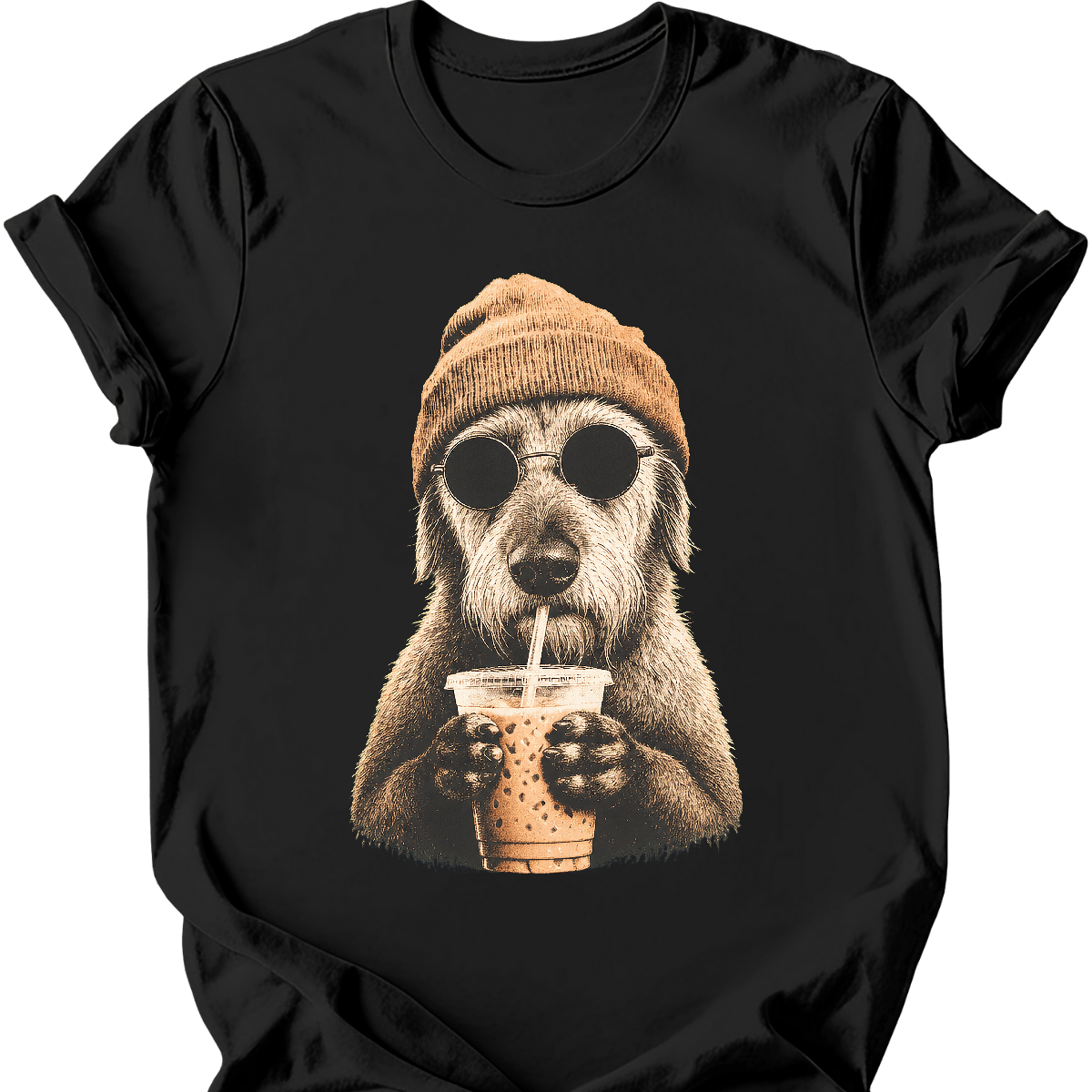 irish wolfhound hipster dog tee black