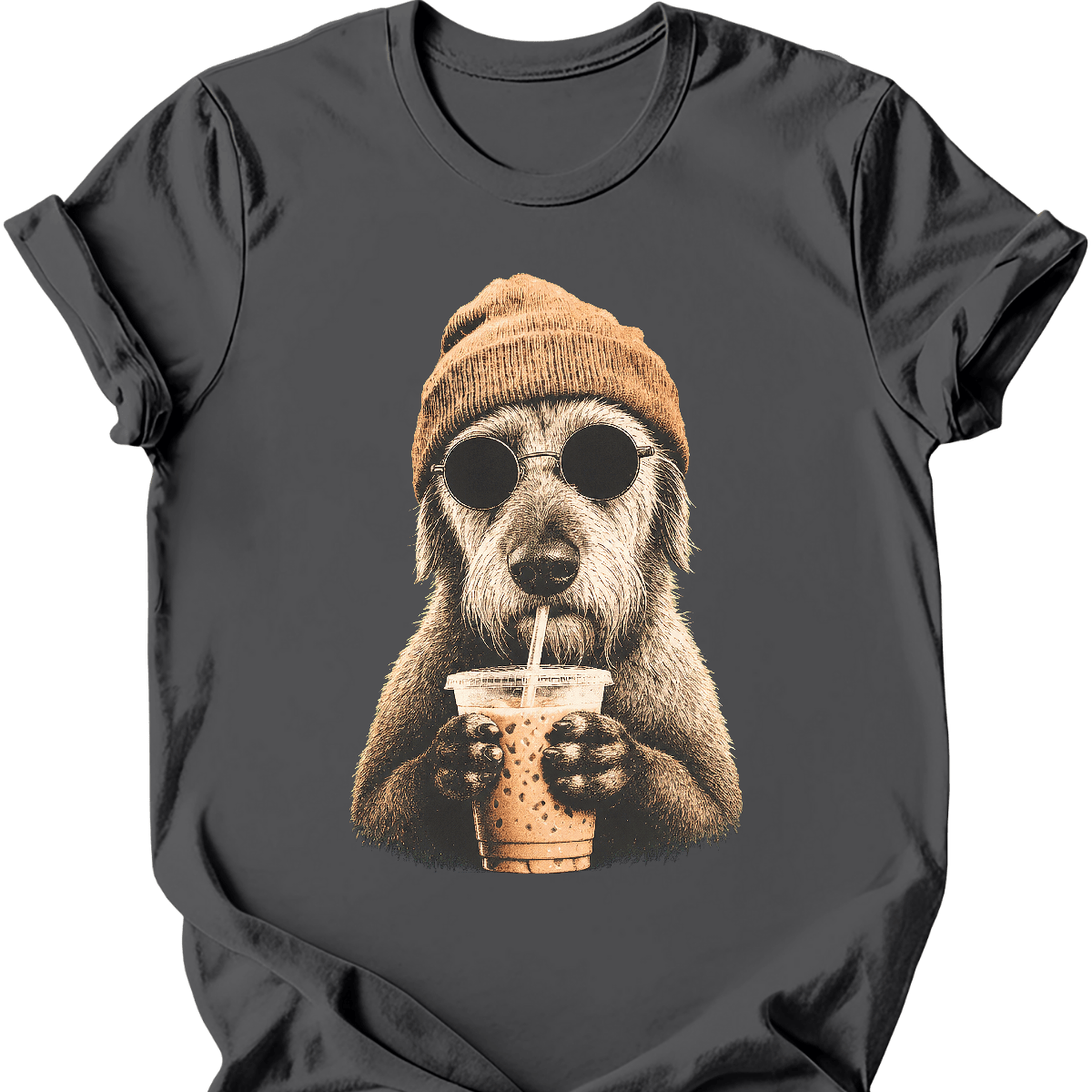 irish wolfhound hipster dog tee charcoal