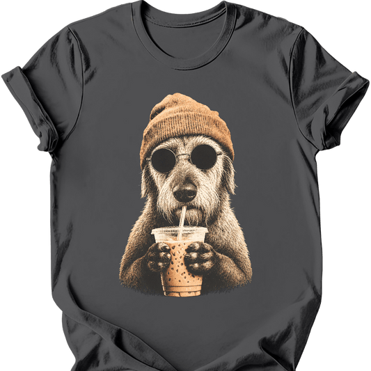 irish wolfhound hipster dog tee charcoal