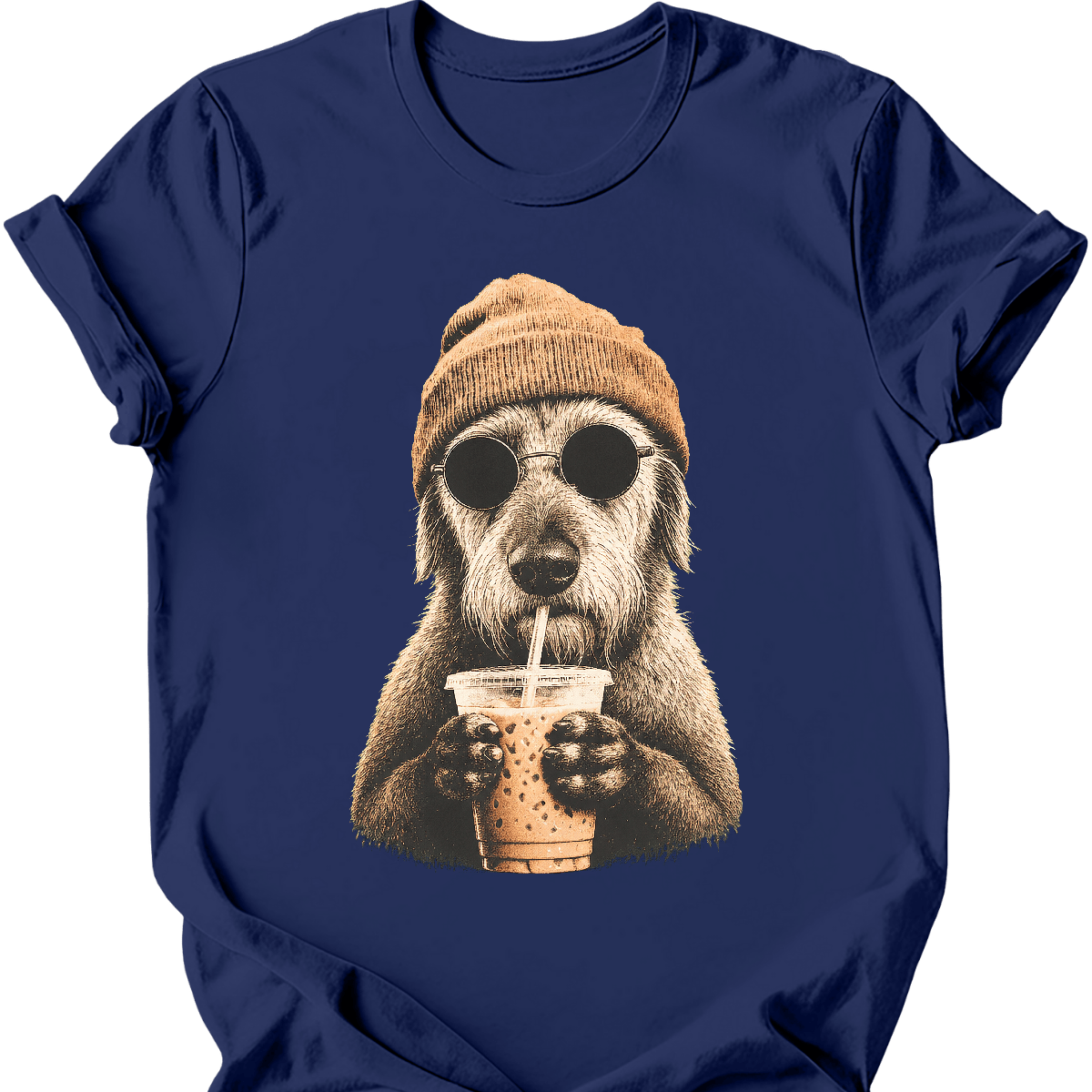 irish wolfhound hipster dog tee navy