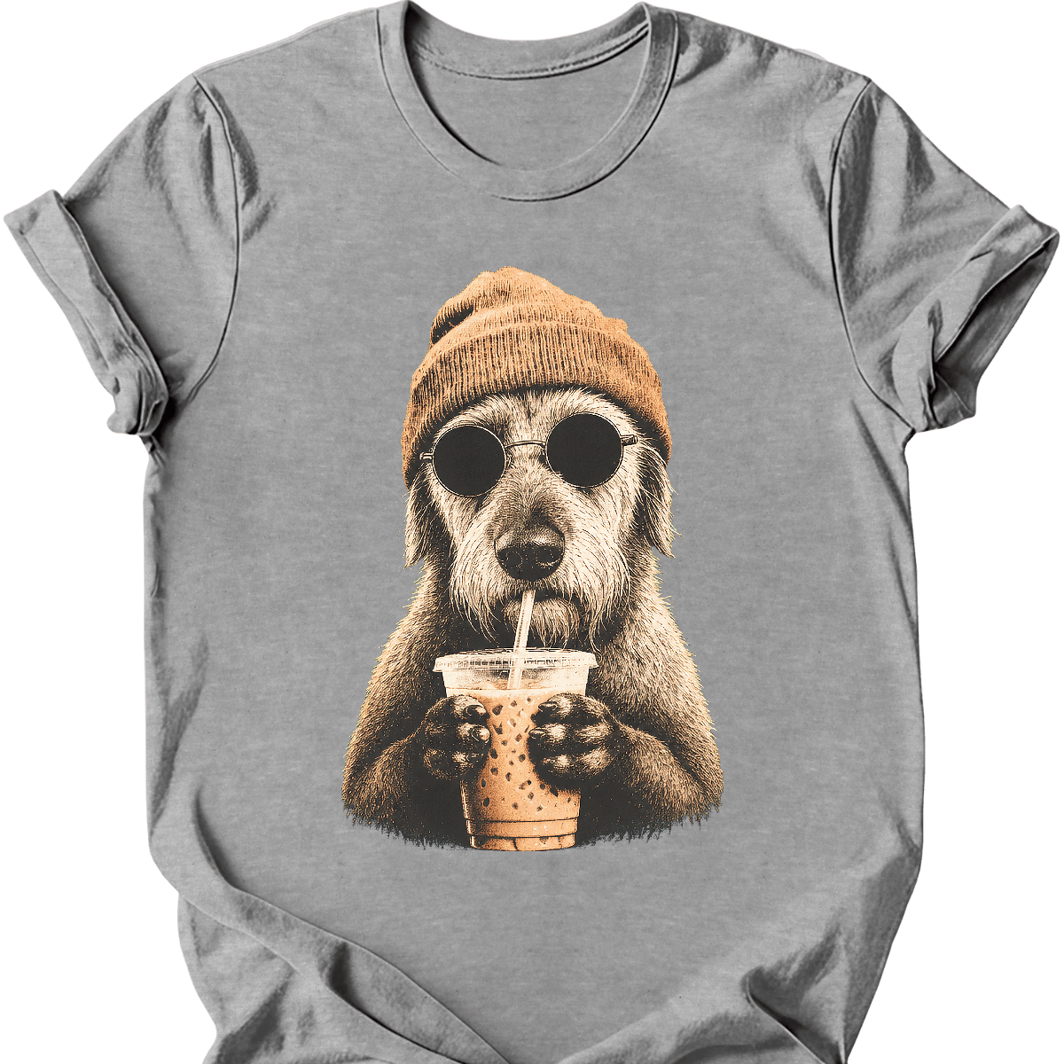 irish wolfhound hipster dog tee sport grey