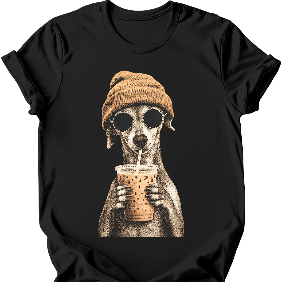 Italian greyhound hipster dog tee black