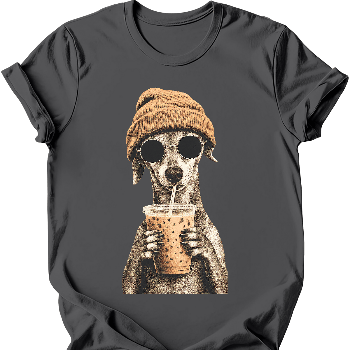 Italian greyhound hipster dog tee charcoal