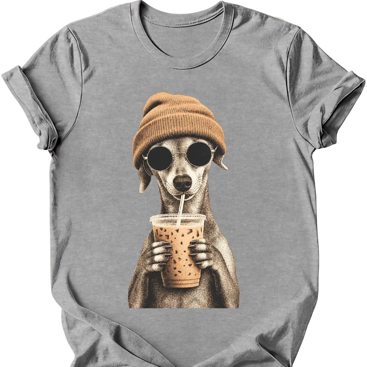 Italian greyhound hipster dog tee sport grey