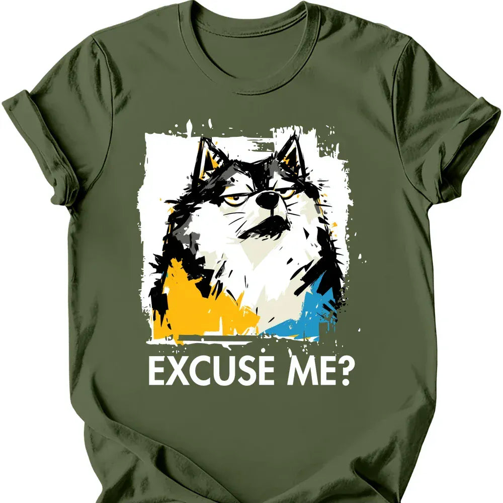 Keeshond excuse me tee military green