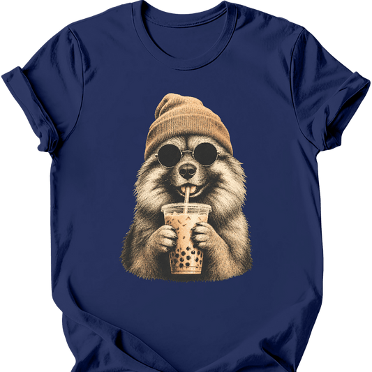 keeshond hipster dog tee navy