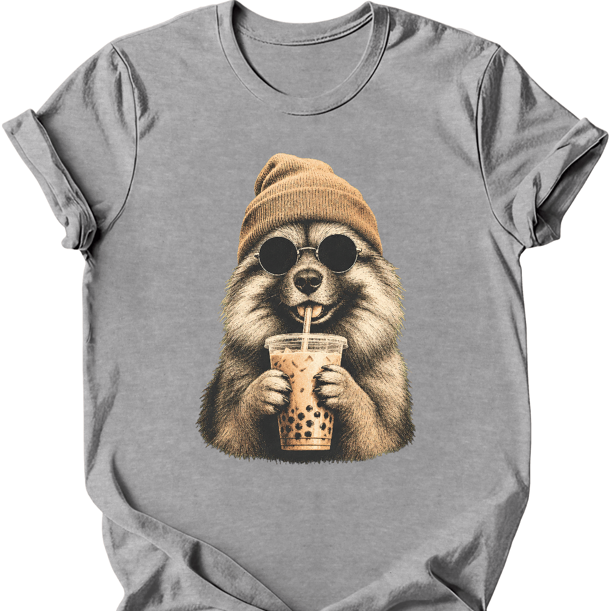 keeshond hipster dog tee sport grey