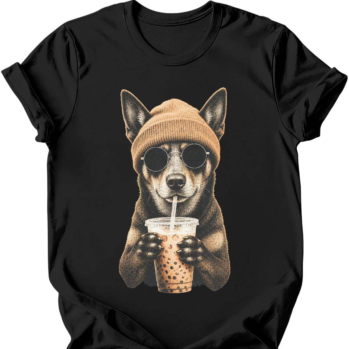 kelpie hipster dog tee black