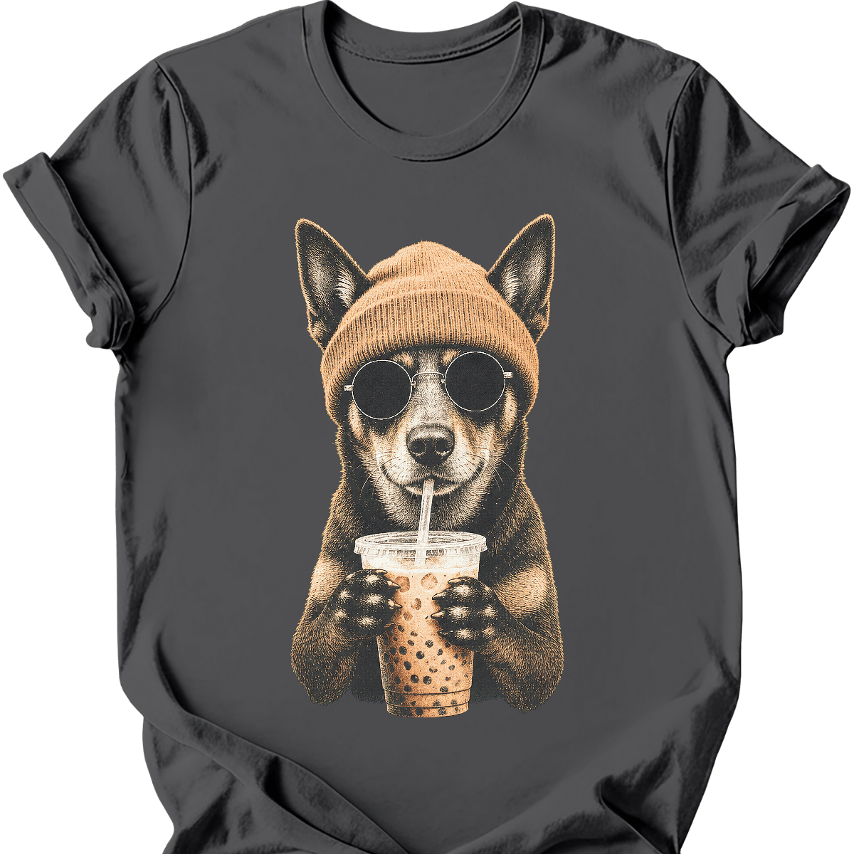 kelpie hipster dog tee charcoal