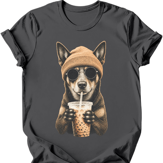 kelpie hipster dog tee charcoal