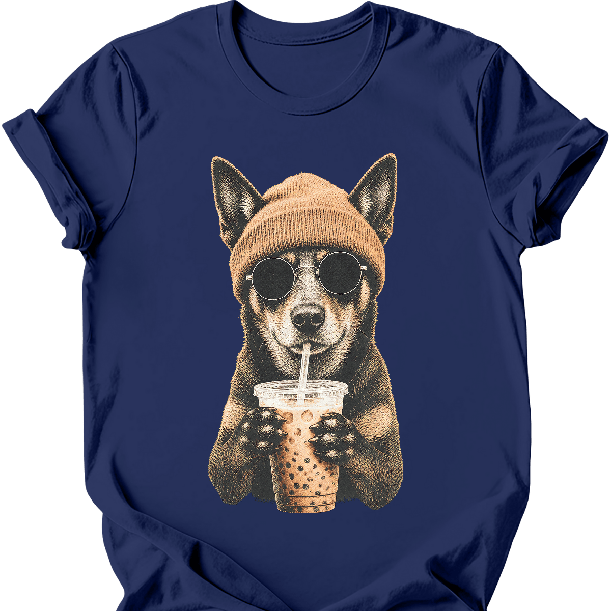kelpie hipster dog tee navy