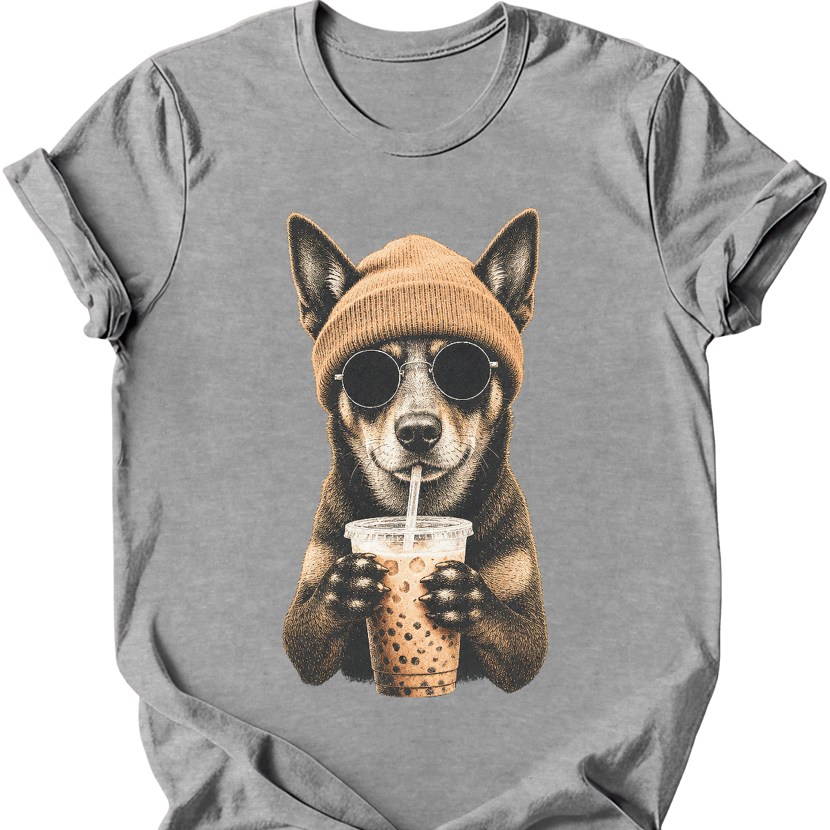 kelpie hipster dog tee sport grey
