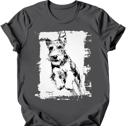 Kerry Blue Terrier running dog tee charcoal