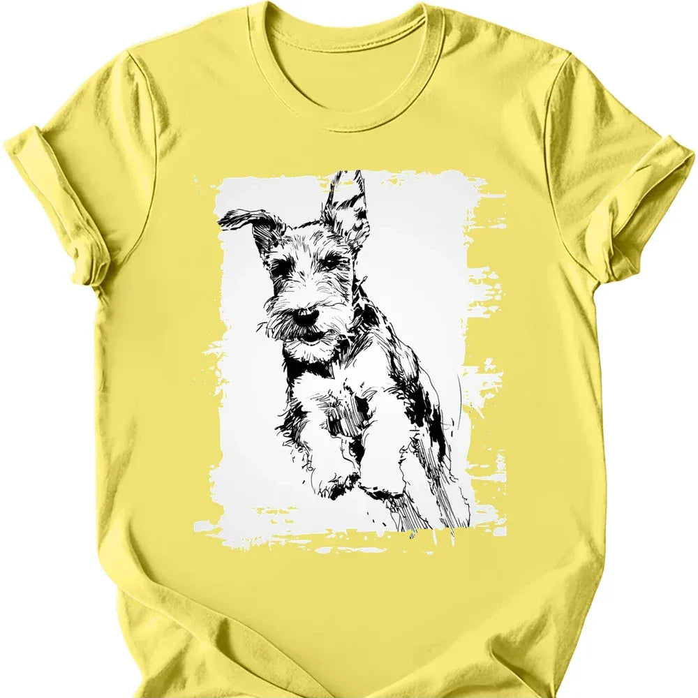Kerry Blue Terrier running dog tee cornsilk