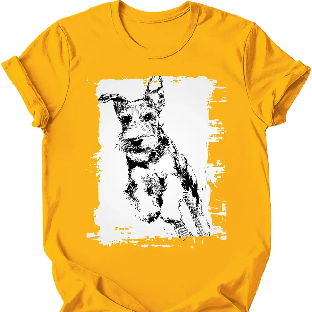 Kerry Blue Terrier running dog tee gold