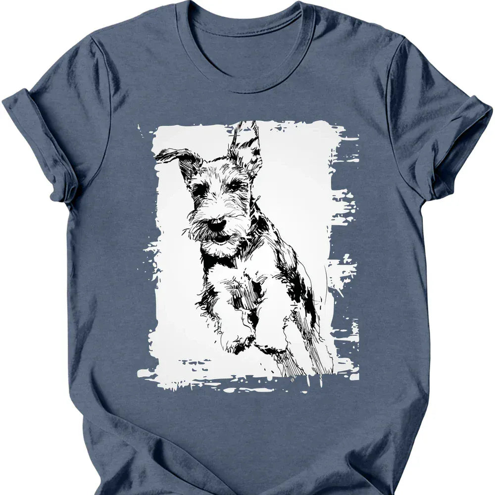 Kerry Blue Terrier running dog tee heather indigo