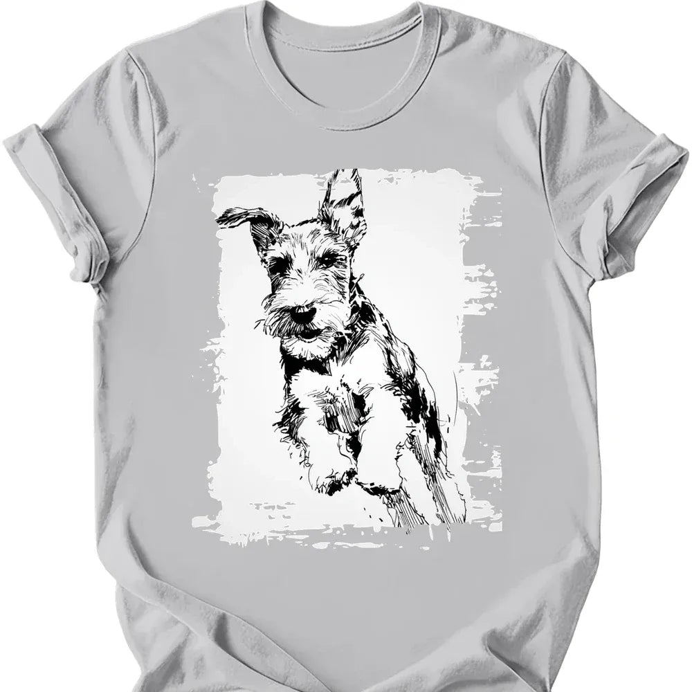 Kerry Blue Terrier running dog tee ice grey
