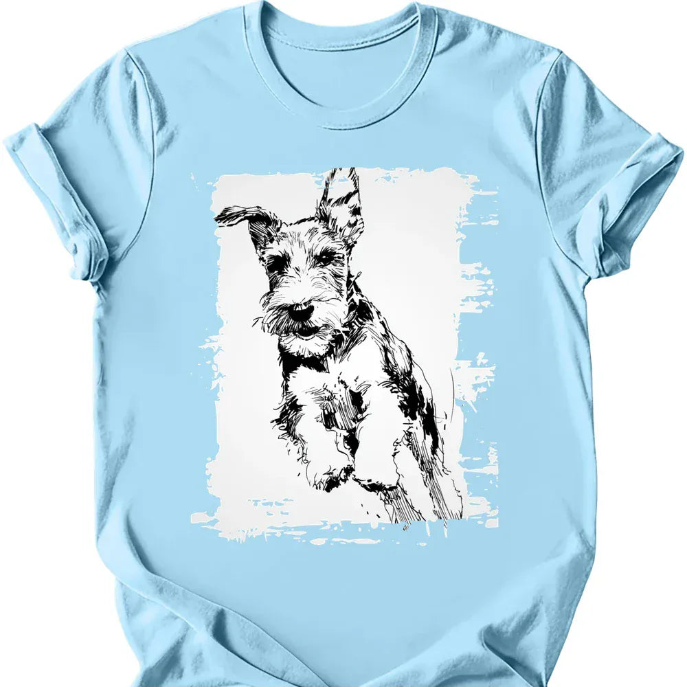 Kerry Blue Terrier running dog tee light blue