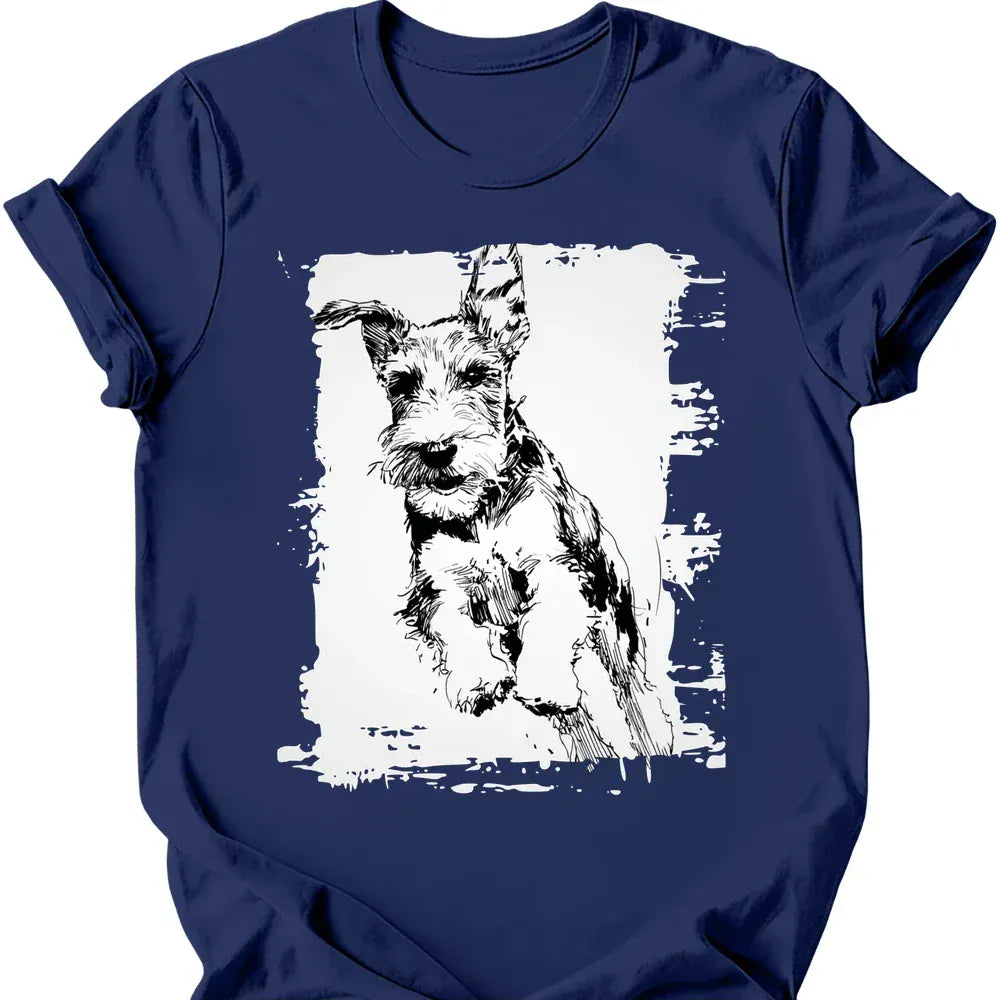 Kerry Blue Terrier running dog tee navy