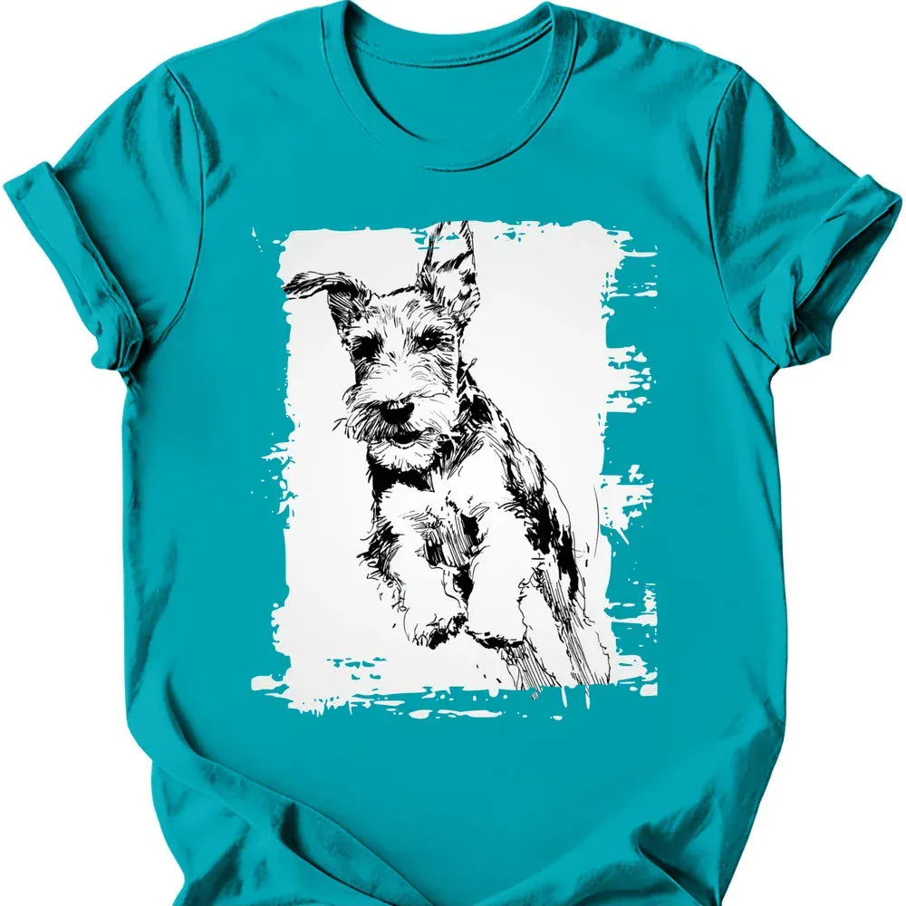 Kerry Blue Terrier running dog tee tropical blue