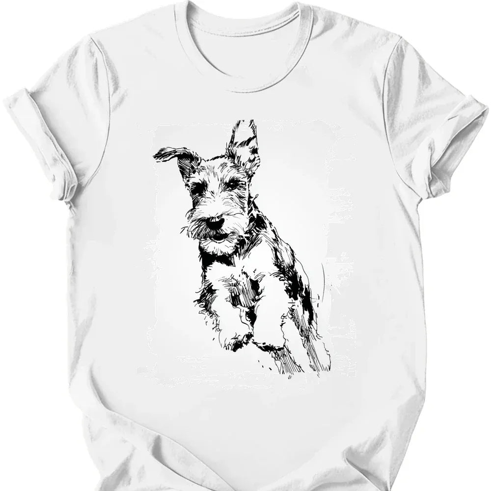Kerry Blue Terrier running dog tee white