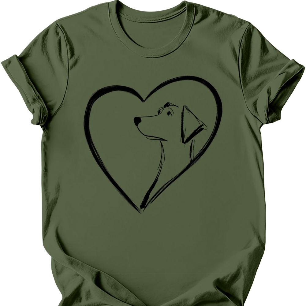 Labrador heart dog tee military green