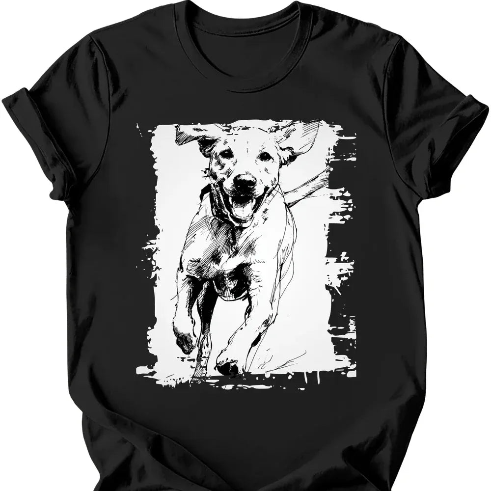Labrador running dog tee black