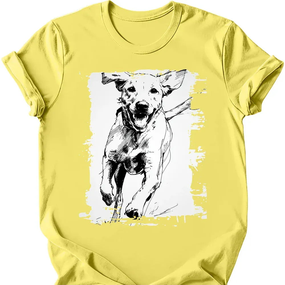 Labrador running dog tee cornsilk