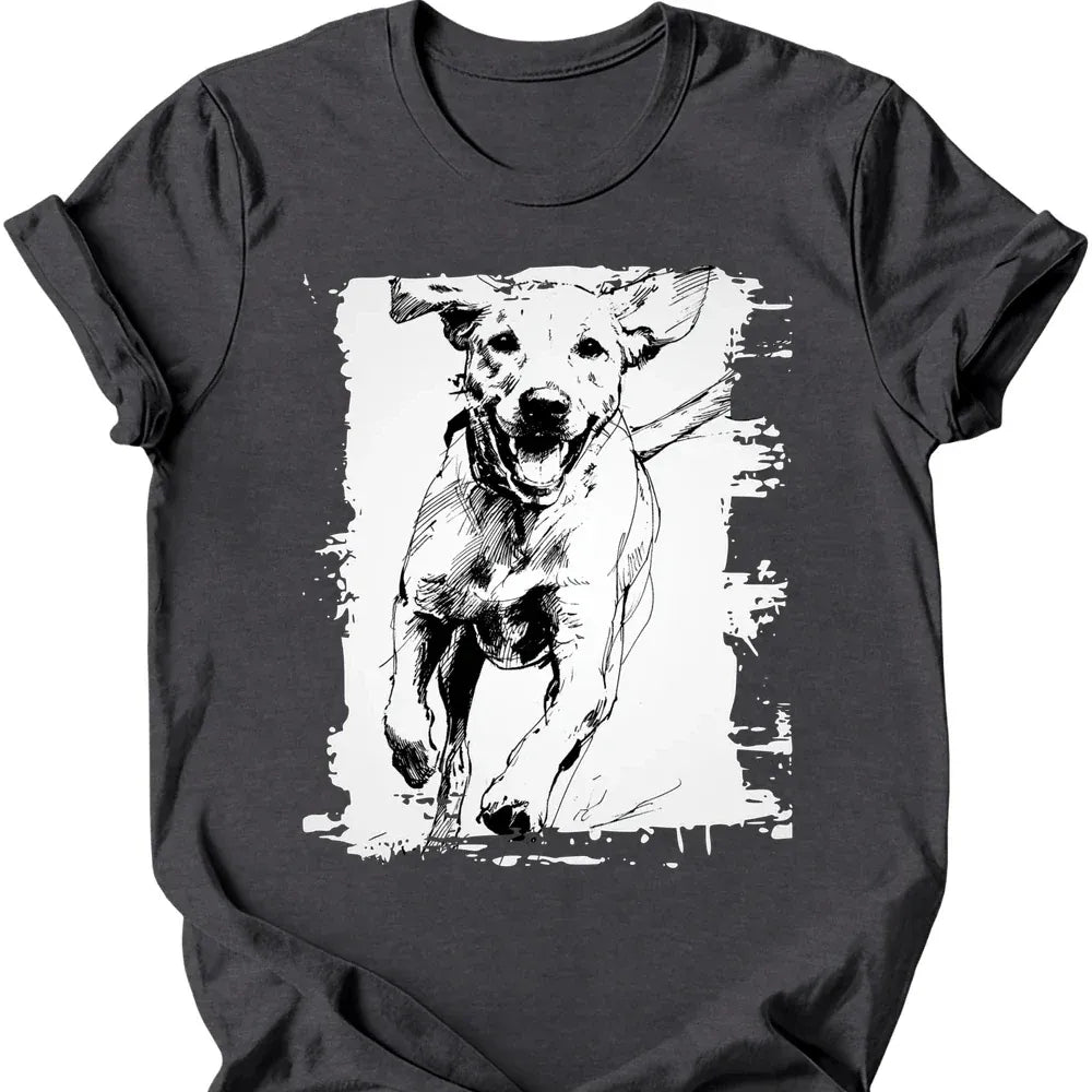 Labrador running dog tee dark heather