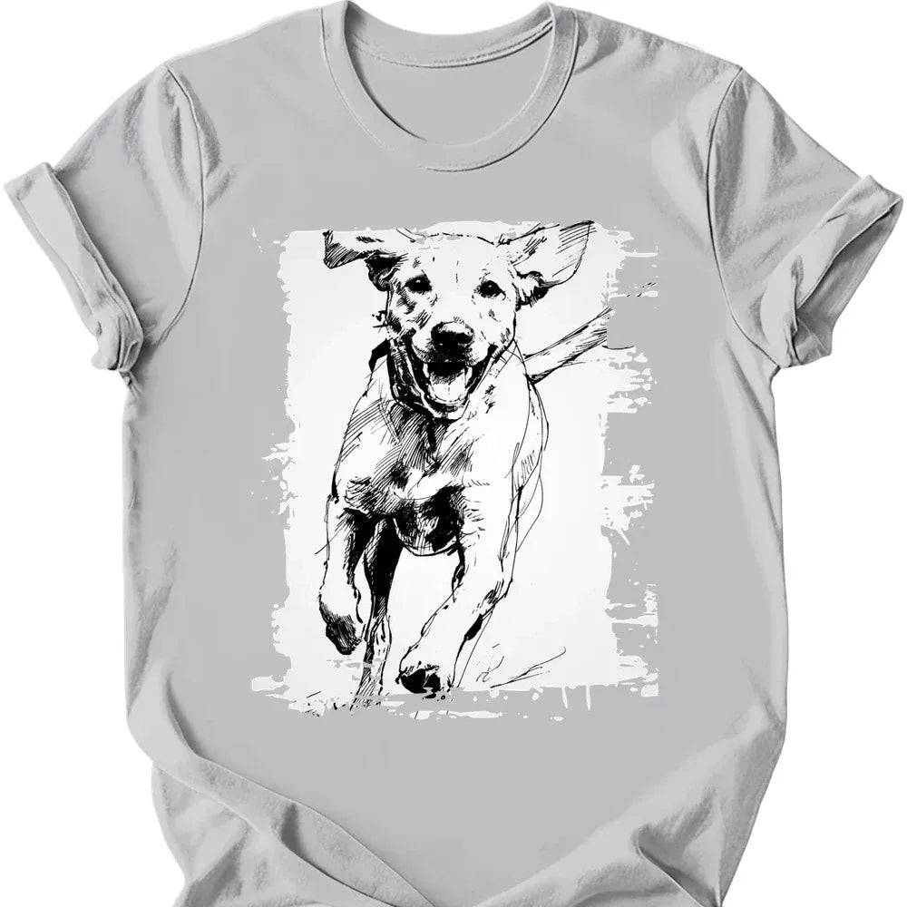 Labrador running dog tee ice grey